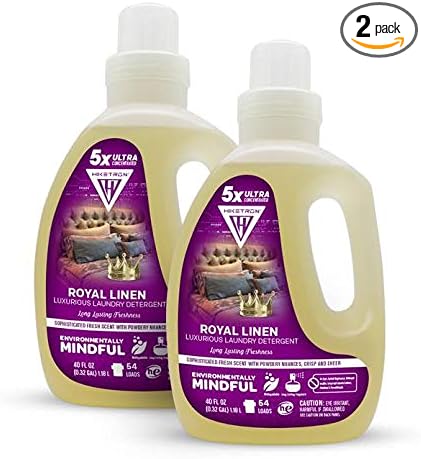 Hiketron Royal Linen Liquid Laundry Detergent, 5x Ultra Concentrated, Tough Stains Remover, Long Lasting Scent (80 Fl Oz, Pack of 2)