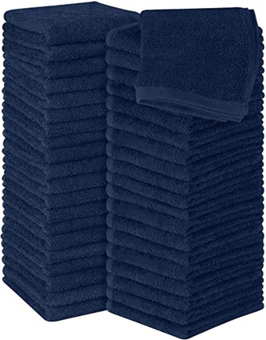 Utopia Towels 60 Pack Cotton Washcloths Set, 100% Ring Spun Cotton, Premium Flannel Face Cloths, Highly Absorbent and Soft Feel Fingertip Towels, Navy