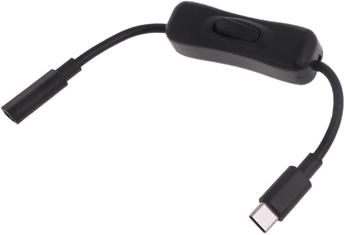 USB-C Extension Cable with Inline On/Off Switch - 8In Power Control for Monitors, Printers and Gaming | Gold-Plated Connectors and 4K Video Support (Black)