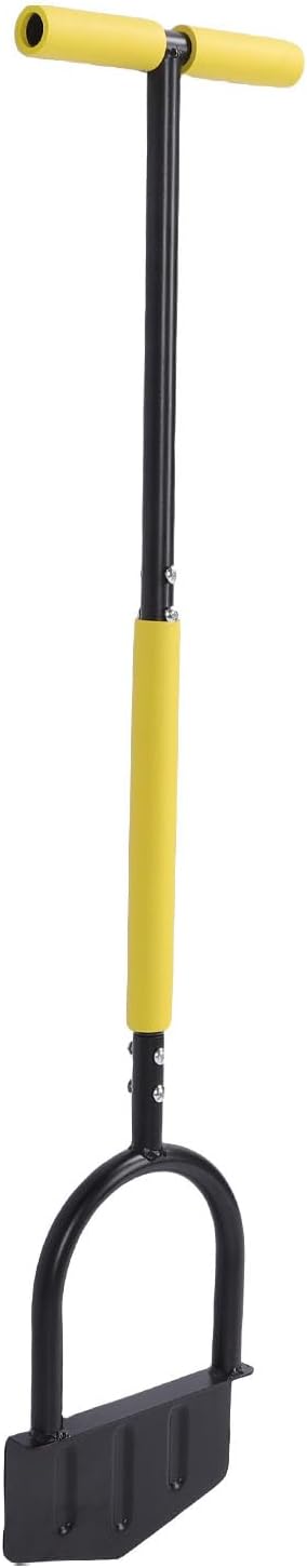 Lawn Edger Tool with T Handle, Stainless Steel Half Moon, Durable Garden Edging - Comfortable Grip, Ergonomic Design, Ideal for Sidewalks and Flower Beds