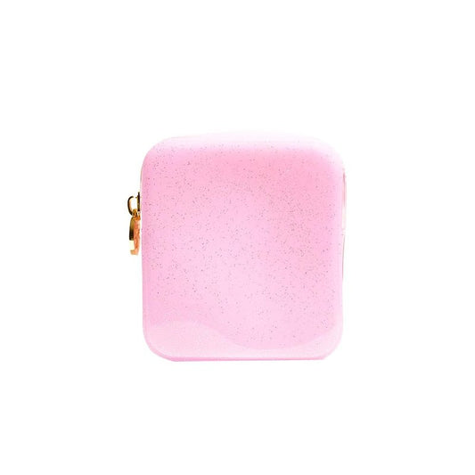 dreamie - Makeup Bag Travel Cosmetics Pouch, Toiletry Bag, Jelly, Zipper Pouch Purse, Cute Make Up Organizer Storage Tote for Women Girls, Waterproof Travel Skincare, Small Makeup Bag - Pink Lemonade