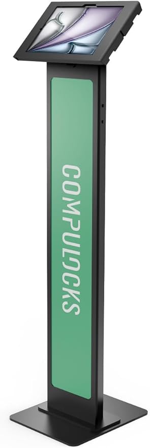 Compulocks iPad Air M2 & M3 11" Apex Enclosure Brandable Floor Stand – Secure Tablet Display Kiosk Mount, Digital Signage, POS Display - Black