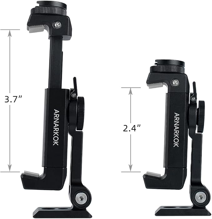 Arnarkok Metal Phone Tripod Mount with Rotatable Cold Shoe for Microphone Mount, Compatible with iPhone & Android, Universal Tripod Adapter for Vlogging, Cell Phone Holder, Youtube, Video Creators Rig