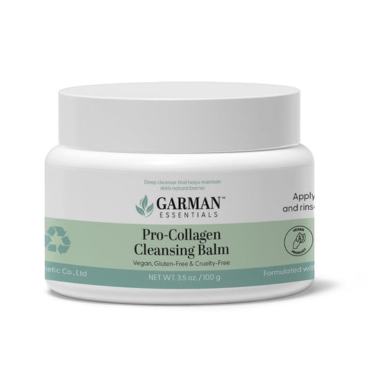 Garman Essentials Pro-Collagen Cleansing Balm Makeup Remover – Oil to Milk Clean Rinse Formula for Waterproof Makeup & Sunscreen – Gentle Green Tea Facial Cleanser – Double Cleanse Essential – 3.5 oz
