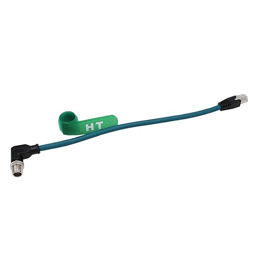 HangTon Ethernet Right Angle M12 8 Pin X-Coded RJ45 CAT-7e GigE High Speed Cable for Cognex Baumer Camera Sensor Switcher Router PLC 30cm