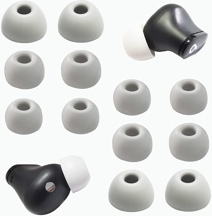 Replacement Ear Tips for Beats Studio Buds+, Fit Pro, Solo Buds, PowerBeats Pro 2 - Silicone Earbud Tips Noise Isolating Comfort Fit 6 Pairs (Gray White, S/M/L)