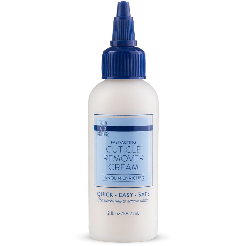 Blue Cross Cuticle Remover Cream for Dry Damaged Cuticles, Moisturizing Cuticle Softener for Nails, Professional Nail Care for Dry Manicures, Brittle Hang Nails, Made in USA, 2oz