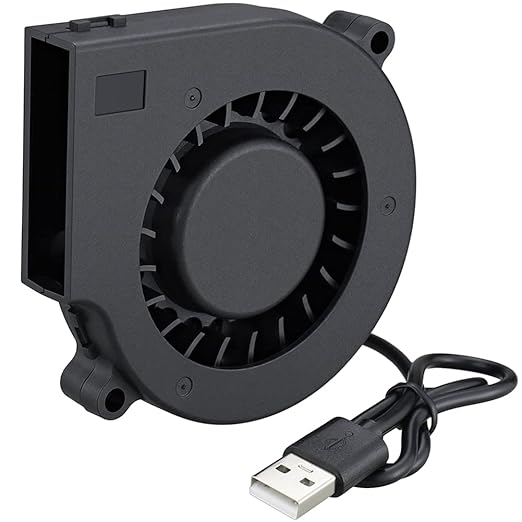 GDSTIME 75mm USB Blower Fan with 3 Speeds Control, 7515 5V DC Brushless Turbine Turbo Cooling Fan for Helmet Laptop 3D Printer Ventilaiton