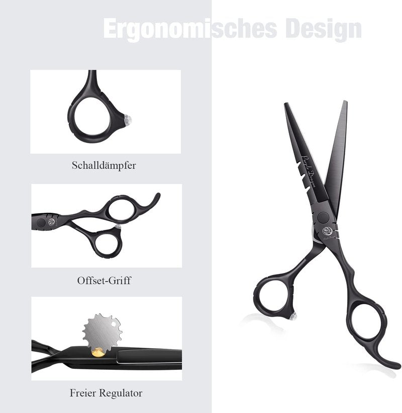 Purple Dragon Professional Japan 440C Hair Salon Cutting Shear and Barber Thinning Scissor Hairdressing Shear Set with Bag