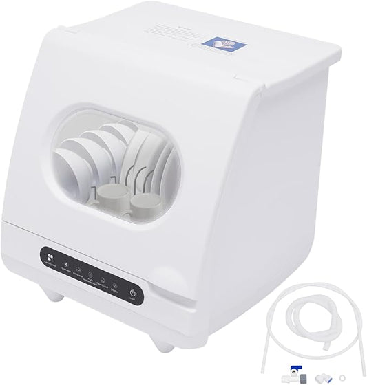 Portable Dishwasher Countertop, Compact Dishwashers with 5 Washing Programs, Mini Dishwasher Countertop with Hose for Clean Dishes, Knives, Forks, 洗碗机
