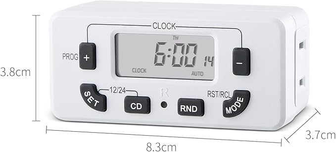M EGA MEGACUBE 7 Day Programmable Digital Timer Outlet, Indoor Timer with Single Plug-in, Suitable for Lamp, Fan, Aquarium, 15A 1/2HP, 2 Pack