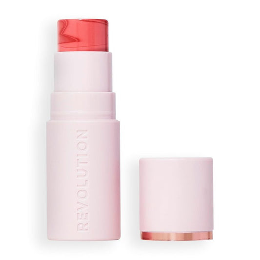 Revolution Beauty London | Skin Silk Marble Blush Stick - Buildable Cream-to-Powder Formula for Cheeks, Eyes & Lips | Vegan, 0.15 oz