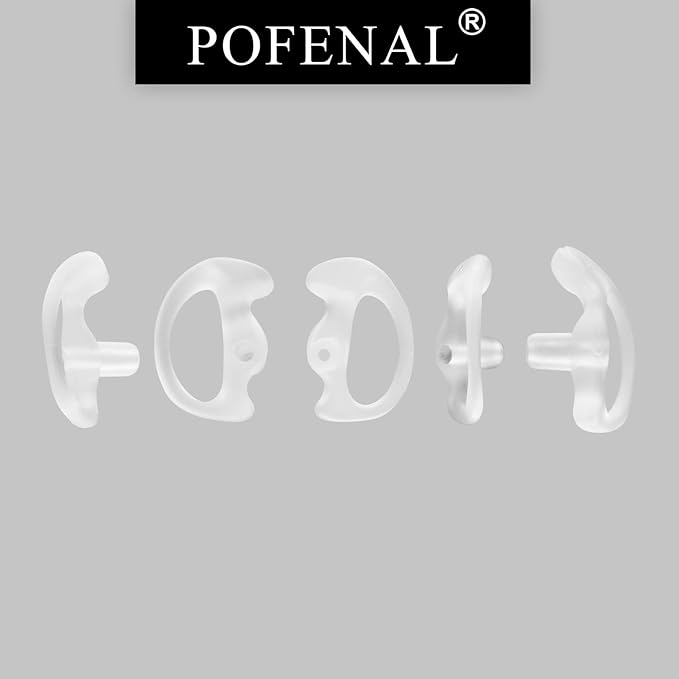 POFENAL Universal Replacement Insert Silicone Soft Earmold for Baofeng Motorola Kenwood Retevis Midland Two Way Radios Headset (White, 8 Pair, Large_2 Pair; Medium_4 Pair; Small_ 2 Pair)