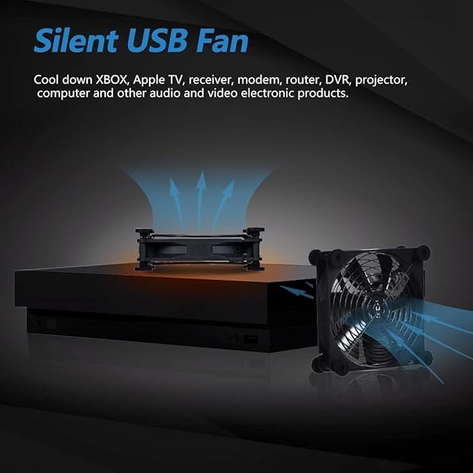 SCCCF Quiet 140mm USB 5V Portable Cooling Fan for Flat Panel TV Receiver Router DVR PlayStation Xbox Computer Cabinet Cooler