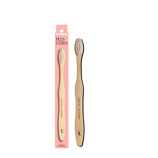 Kids Biodegradable and Eco-Friendly Bamboo Toothbrush - BPA Free Soft Bristle - Dentist-Approved and All-Natural with "Cavity Crusher" Etched on Handles by Plus Ultra