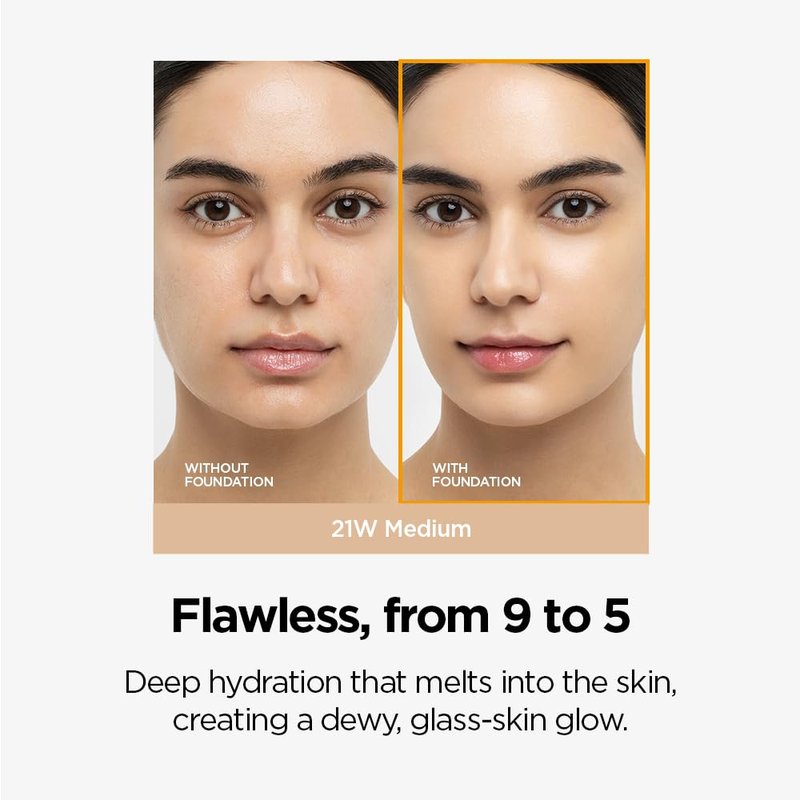 JUNG SAEM MOOL Essential Skin Nuder Cushion | Natural Finish, Buildable Coverage Cushion Foundation by Korean Makeup Artist (Refill Not Included, 0.49 Fl Oz), 21W Medium