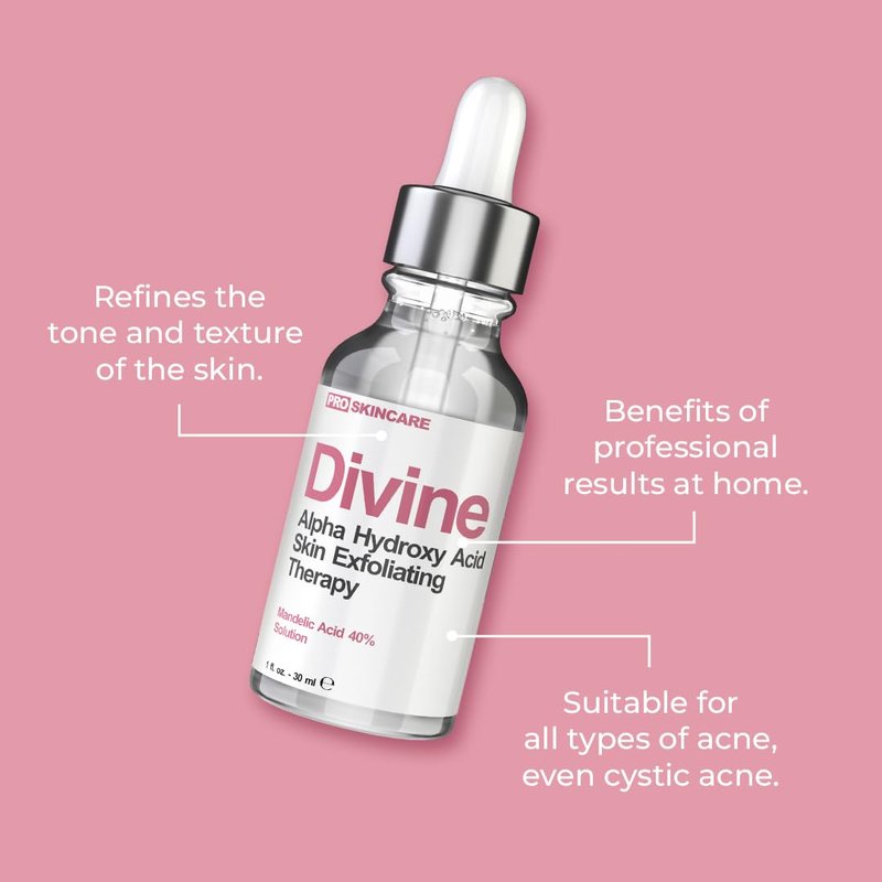 Mandelic Acid Clearing Serum for Acne Scars, Folliculitis, Aging Skin, Dark Spots - 40% Mandelic Acid Peel AHA Liquid Exfoliant, Clinical Grade Facial Peeling Solution
