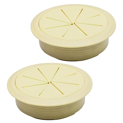 Desk Grommet 2-3/8" (60 mm), Desk Hole Cover for Cables Beige, Cable Grommet ABS Plastic, Desk Hole Grommet for Office and Home Table Cable, Detachable & Flexible Cable Cord Organizer-2 Pcs