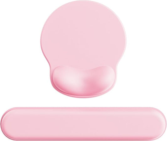 Laborio Ergonomic Mouse Pad Wrist Support Set, Memory Foam Keyboard Wrist Rest Set, Relieve Wrist Pain Keyboard Pad, Non-Slip Base Mousepad(Pink Set)