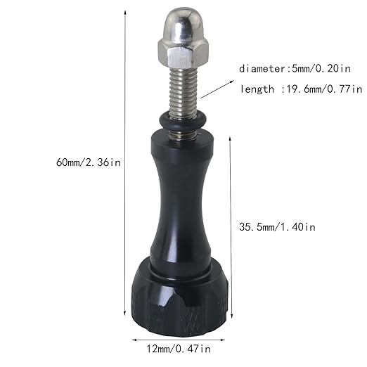 SJZBIN 3PCS Black Aluminium Alloy Hand Tightened Screws Length 19.6mm Universal Action Camera Accessories Adapter Screw for Connecting Tripods Selfie Sticks Fill Light