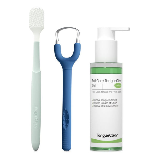 Tongueclear Effective Tongue Scraper and Oral Mucosal Cleaner Kit for Adults - Ergonomic Tongue Cleaner Promotes Fresher Breath, Oral Mucosal Cleaner package, Personal Care Essential (Blue)