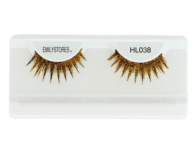 EMILYSTORES Gold Halloween Lashes for Women Cosplay Fancy Ball Costume Faux Eyelashes 1 Pair, Gold Color