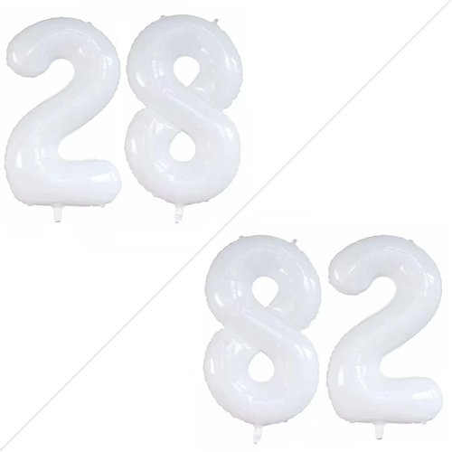GOER Jumbo 28 Inch Foil Balloons - Perfect Decorations for 28th Birthday Party | White Color