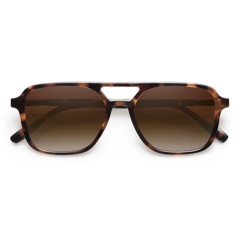 SOJOS Retro Aviator Sunglasses for Women Men,Trendy Rectangle Womens Mens Shades Sun Glasses SJ2202 Tortoise Frame Brown Grading Lens