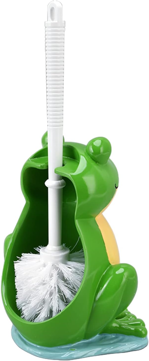 Toilet Plunger and Brush Set, Frog Shape Toilet Brush Stand with Toilet Brush, Standing Toilet Brush Set for Bathroom Cleaning