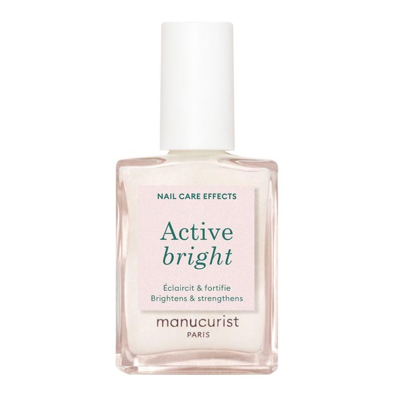 Manucurist Active Bright All in One Nail Perfector: Brightening Care Nail Polish - No Lamp - Vegan & Made in France - White Nail Polish - Nail Strengthener - Gifts for Women
