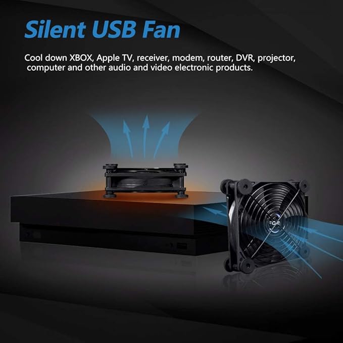 SCCCF USB Dual 120mm Quiet Fan, 5V USB Portable Cooling Fan for Flat Panel TV Receiver Router DVR PlayStation Xbox Computer Cabinet Cooler