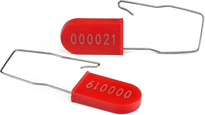 LeadSeals 500PCS Plastic Padlock Security Seals Metal Wire Padlocks Electric Meter Seal Disposable Anti-Tamper Lock Numbered Anti Tamper Tag Hasps Red