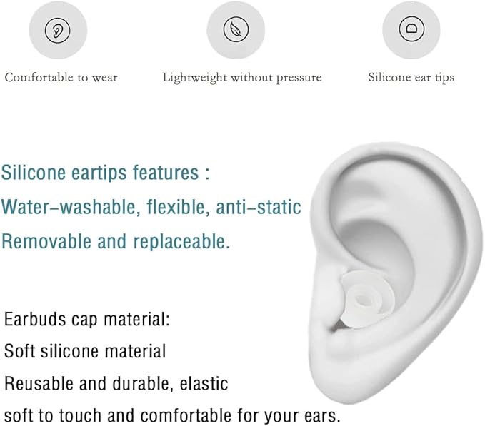 WKYMY Silicone Earbud Tips Replacement Ear Tips Earbud Cap for in- Ear Headphones Rubber Tips Eartips Large 10 Pairs