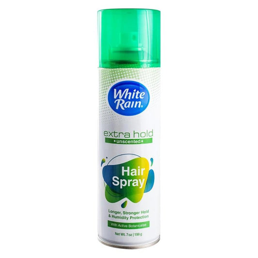 White Rain Hairspray Extra Hold Unscented, 7 oz (Pack of 8), Aerosol Hairspray for Women & Men, Humidity Resistant, Fragrance-Free, Non-Sticky, Finishing Hair Spray Extra Hold for All Hair Types