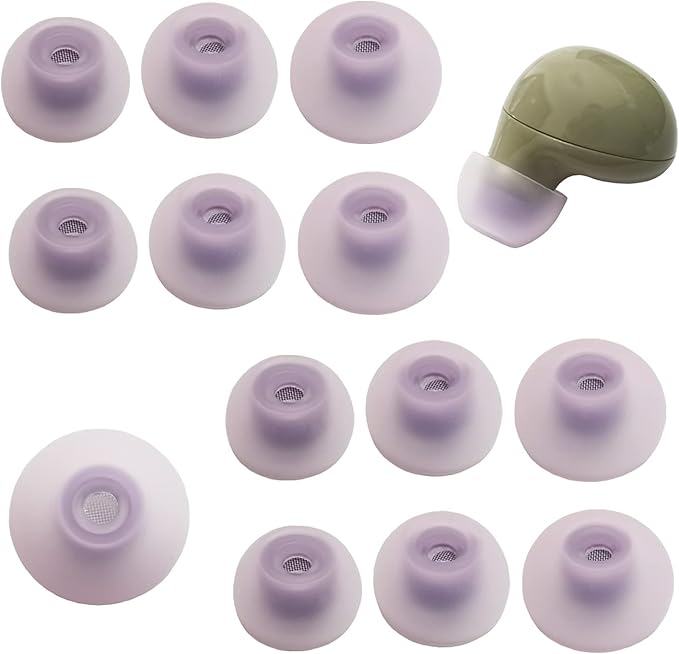 Silicone Ear Tips for Samsung Galaxy Buds 2 / Buds+ / Buds PE, Replacement Earbuds Tips with Filter Screen, Noise Isolation, Soft Comfort Fit, 6 Pairs L/M/S Purple