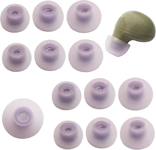 Silicone Ear Tips for Samsung Galaxy Buds 2 / Buds+ / Buds PE, Replacement Earbuds Tips with Filter Screen, Noise Isolation, Soft Comfort Fit, 6 Pairs L/M/S Purple