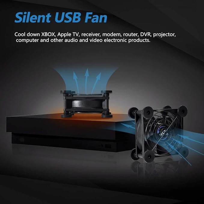 SCCCF Quiet 80mm USB Fan, 5V USB Portable Cooling Fan for Flat Panel Xbox DVR PlayStation Router TV Receiver Computer Cabinet Cooler