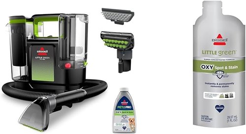 BISSELL Little Green Max Portable Carpet Cleaner - Deep Clean Upholstery & Pet Stains | Includes Pro Oxy Spot & Stain Solution