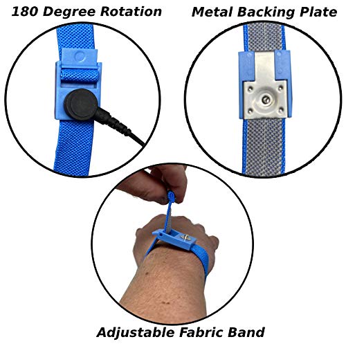 RubberStat Dual Layer ESD Compliant Workstation Rubber Table Mat Kit, Soldering, Cell Phone Repair, with Wrist Strap Set and Ground Cord - 36"x72" Royal Blue