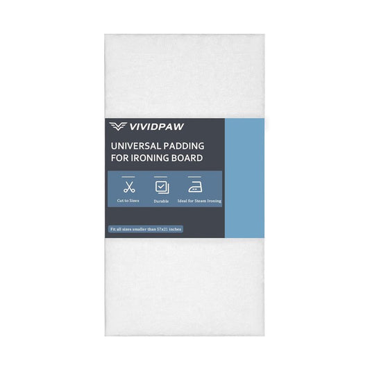 VividPaw Ironing Board Padding Only, Cut to Desired Sizes, Fitting up to 21x57 Ironing Boards, Thick Premium Felt Underlay Pad, Universal Replacement Iron Board Felt Pad (57" x 21")