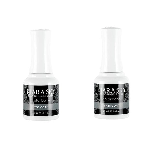 Kiara Sky Professional Nails Soak Off LED UV Gel Polish Essential Starter Pack - Gel Top and Base Coat 2