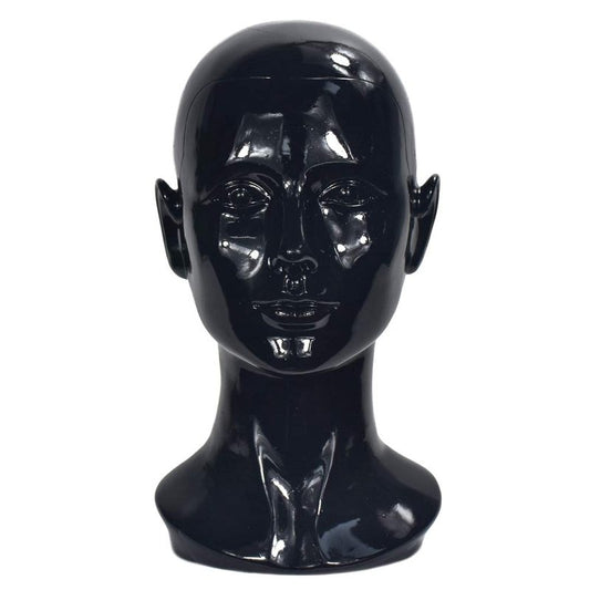 MIAOMANZI PVC Mannequin Head White Female Manikin Dummy Stand Model Display Hat Scarf Wigs Hair Glasses Hat Beauty Styling Tool (black)