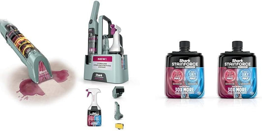 Shark StainForce Cordless Portable Spot & Odor Remover System - Dual-Formula Refill 2-Pack, 2x 16.9oz for Carpets & Rugs
