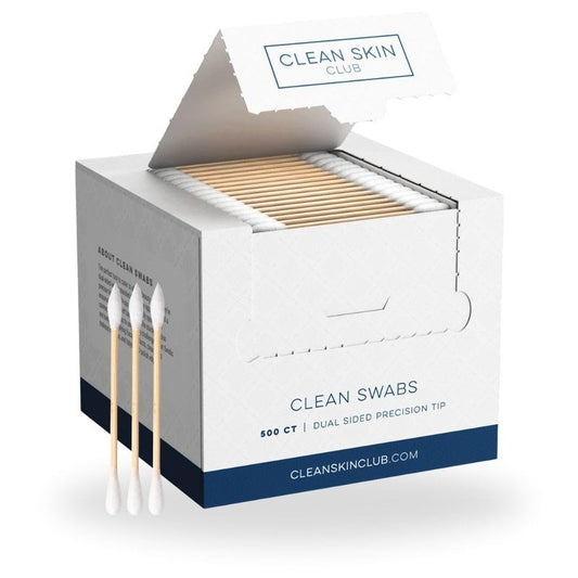 Clean Skin Club Clean Swabs | 6 Pack Total 3000 Count | One Pointed Tip | Biodegradable + Organic Cotton & Bamboo | Makeup & Nail Polish Touch-ups | Chlorine-Free & Hypoallergenic