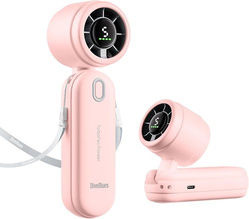 Diveblues Handheld Fan - 3-in-1 Mini Portable Turbo Fan with 12H Max Cooling | 4000mAh Battery & LED Display