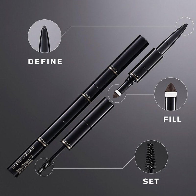 Estée Lauder BrowPerfect 3D All-In-One Styler with Eyebrow Gel, Pencil & Powder plus Spooled Brush, Dark Brunette