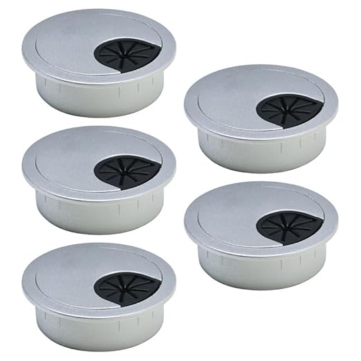 EASYEAH 5 Pcs Desk Grommet 2" / 50 mm, Desk Cord Hole Cover, Cable Grommet ABS Plastic, Desk Hole Grommet for Home & Office Pc, Detachable Cable Cord Organizer-Silver Sand