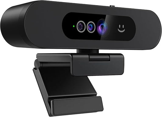 MOERTEK Window Hello Webcam, 1080P 30fps Camera with Noise-reducing Mic, Plug & Play, 90° Wide Angle, Built-in Privacy Cover, 360° Rotation & 90° Tilt, Perfect for Zoom, Google Meet, Microsoft Teams
