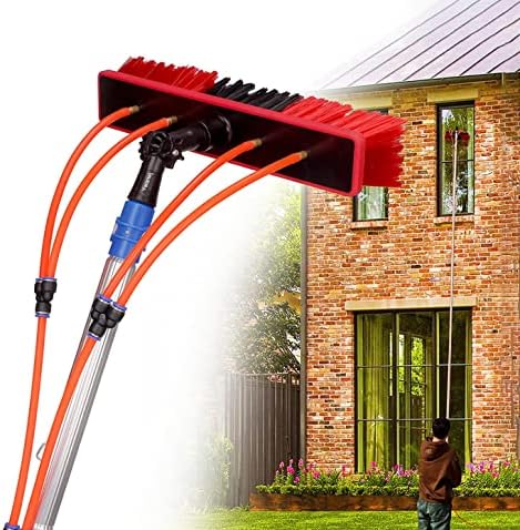 Glass Cleaning Brush Home Water Fed Telescopic Pole Kit Solar Panel Brush Rotating for Photovoltaic Panelï¼10m Telescopic Window Cleaning Pole with Extendable Solar Panel Brush Easy Installat