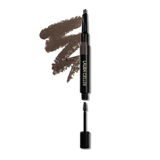 LAURA GELLER NEW YORK Sculpt-n-Stay 2-in-1 Waterproof Eyebrow Pencil & Brow Gel – Dark Brown – Fills Sparse Brows, Defines & Sets – Smudge-Proof, Long-Lasting, Natural Finish